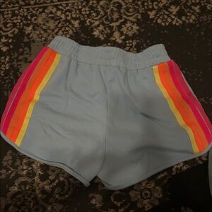 Women's Blue Shorts with Multicolor Stripes